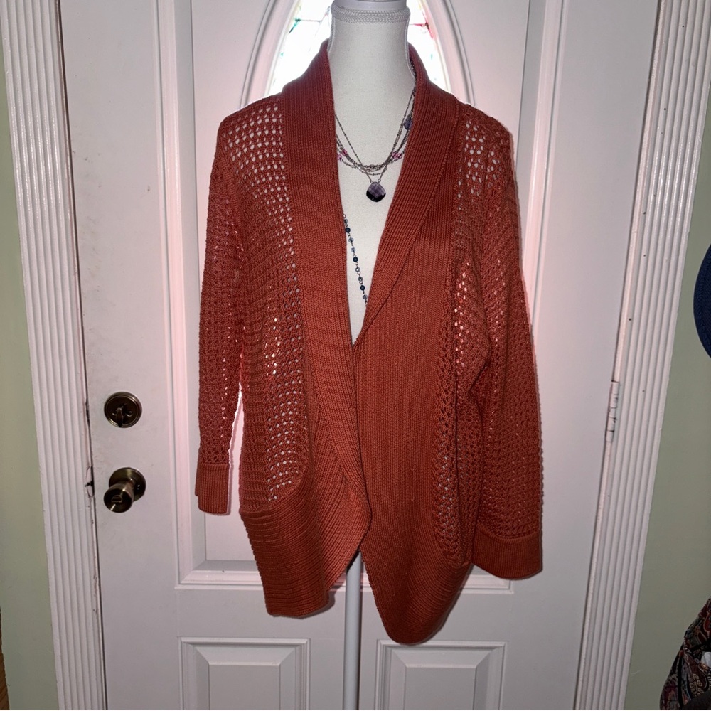 Grace Women's Open Knit Cardigan - Terracotta